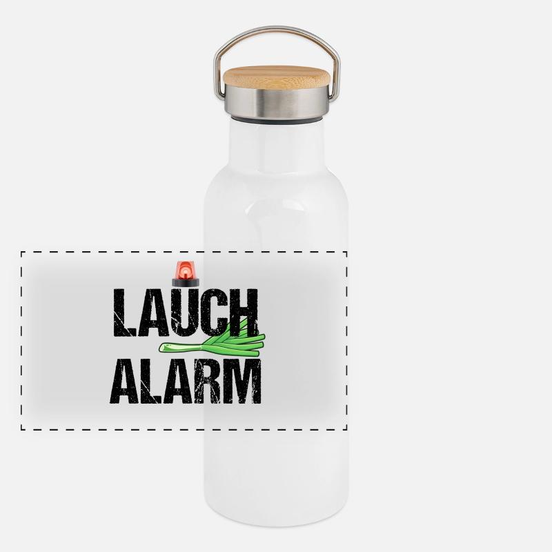 Lauch Alarm Lustige Sprüche Spast Spargel Geschenk Panorama Thermosflasche mit Bambusdeckel