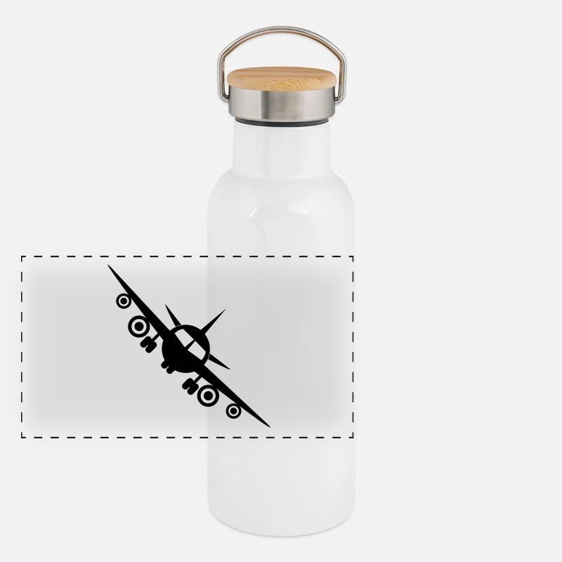 Flugzeug - Fliegen Panorama Thermosflasche mit Bambusdeckel