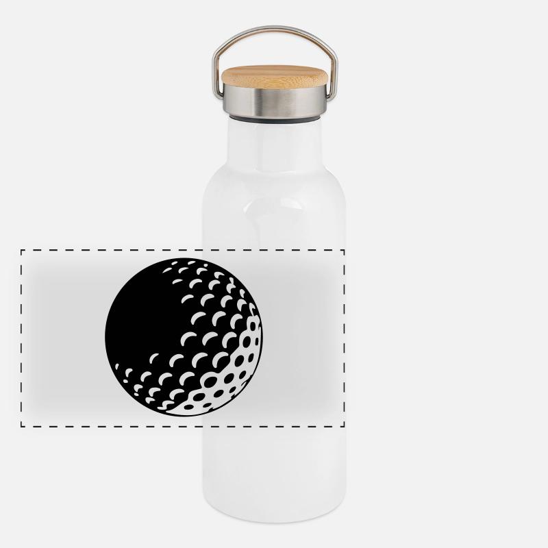 Golf - Golfball Panorama Thermosflasche mit Bambusdeckel