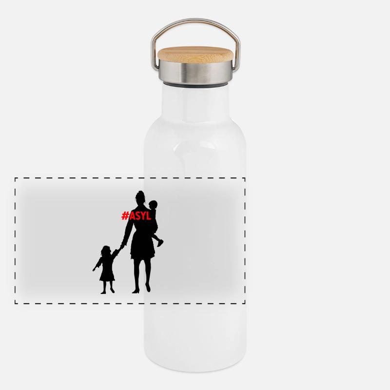 , Refugees welcome Panoramic Thermal Bottle with Bamboo Lid