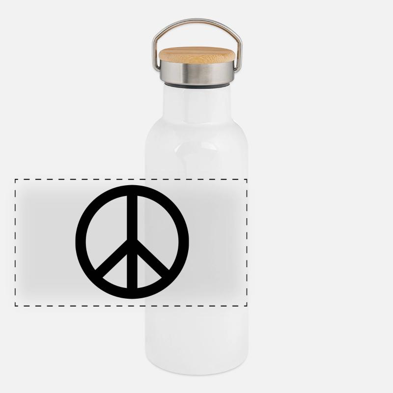 Peace-Zeichen Panorama Thermosflasche mit Bambusdeckel