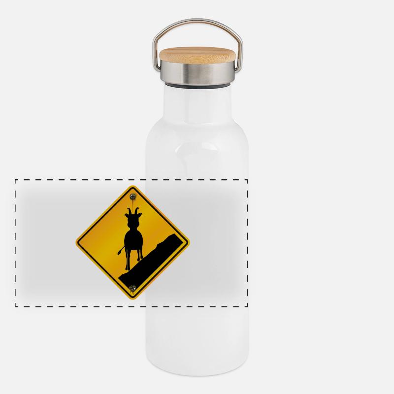 Danger roadsign traversee de dahu Gourde isotherme avec bouchon en bambou