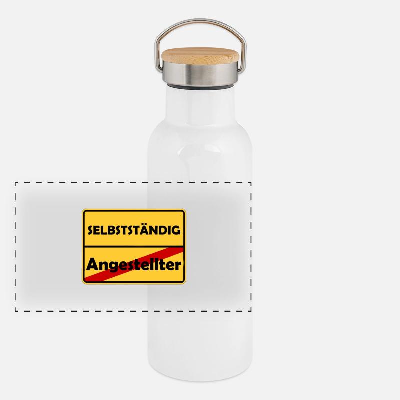 Glückwunsch zur Selbstständigkeit! Panorama Thermosflasche mit Bambusdeckel
