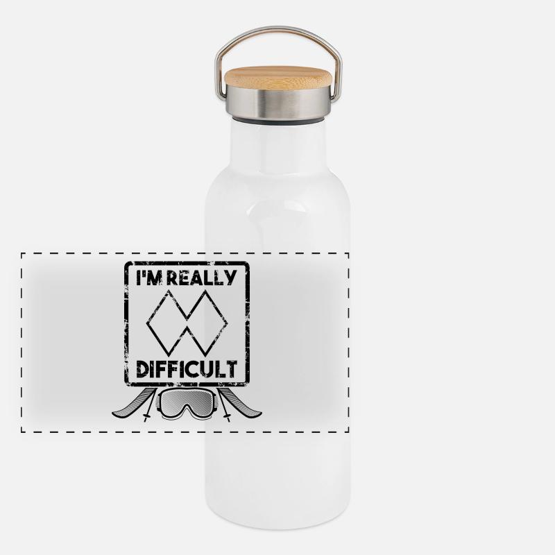 Komplizierte Menschen Difficult Ski Snowboard Panorama Thermosflasche mit Bambusdeckel