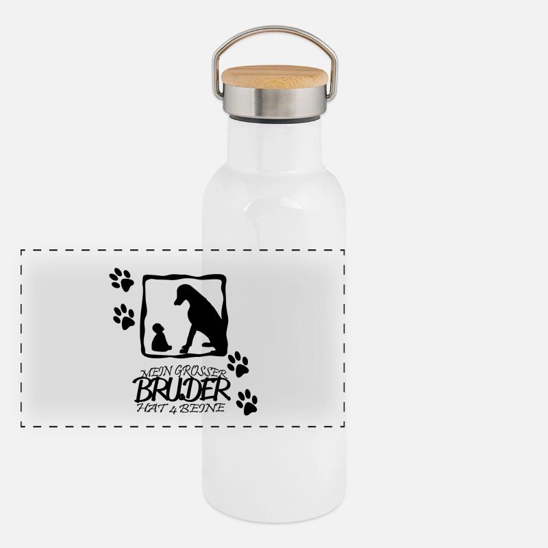 Mein grosser Bruder hat 4 Pfoten Panorama Thermosflasche mit Bambusdeckel