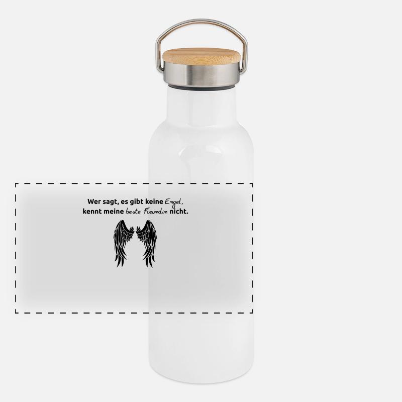 Beste Freundin Engel Geschenk Panorama Thermosflasche mit Bambusdeckel