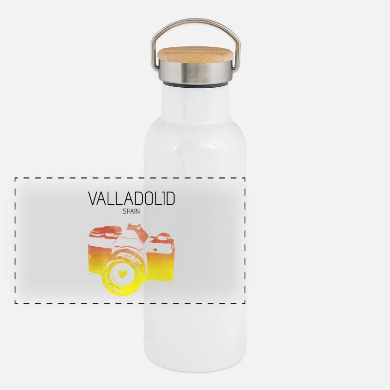 Caméra Valladolid Espagne Gourde isotherme avec bouchon en bambou