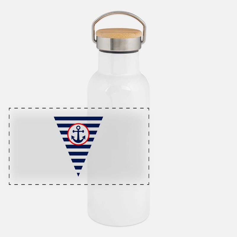 Flag, anchor, maritime Panoramic Thermal Bottle with Bamboo Lid