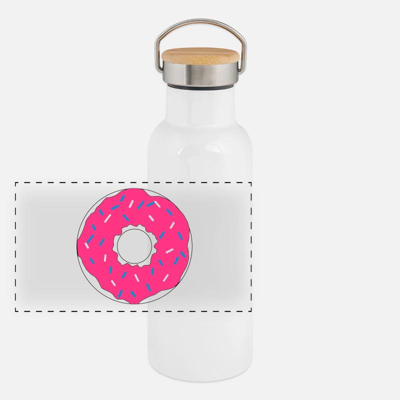 Pink Donut Panorama Thermosflasche mit Bambusdeckel