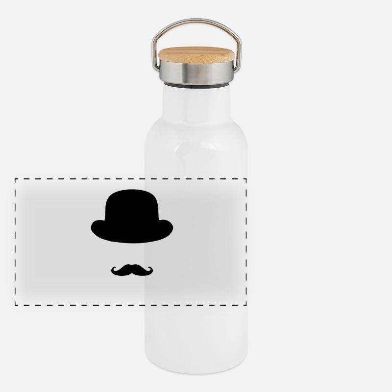 chapeau moustache Gourde isotherme avec bouchon en bambou