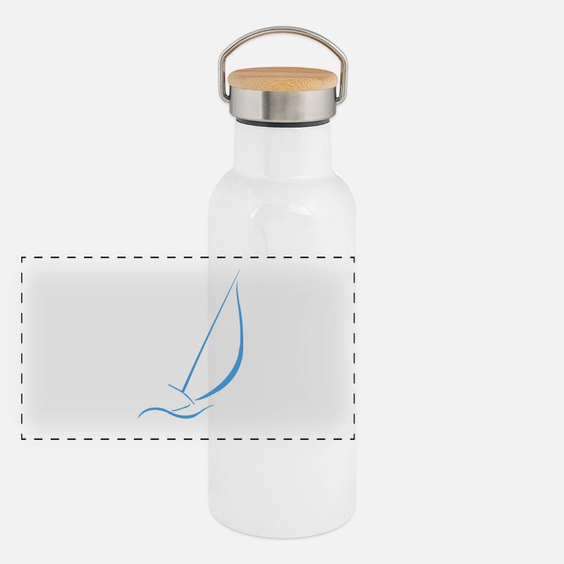 Segelboot, Meer, Wasser, Wind, Panorama Thermosflasche mit Bambusdeckel
