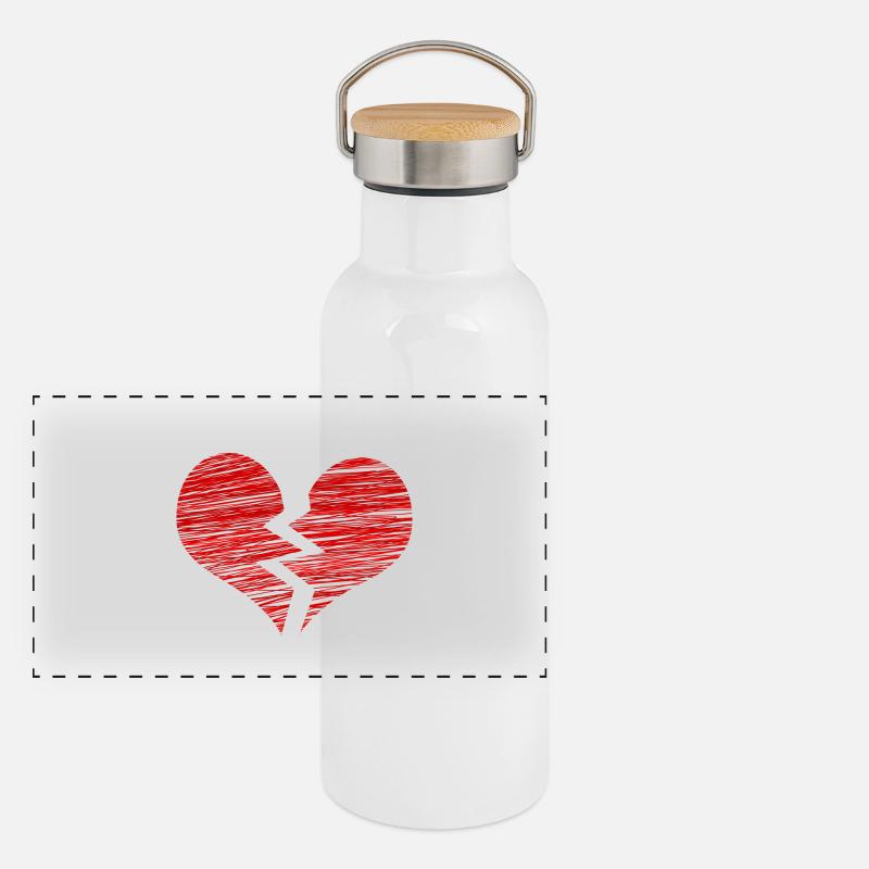 Das zerbrochene Herz Panorama Thermosflasche mit Bambusdeckel