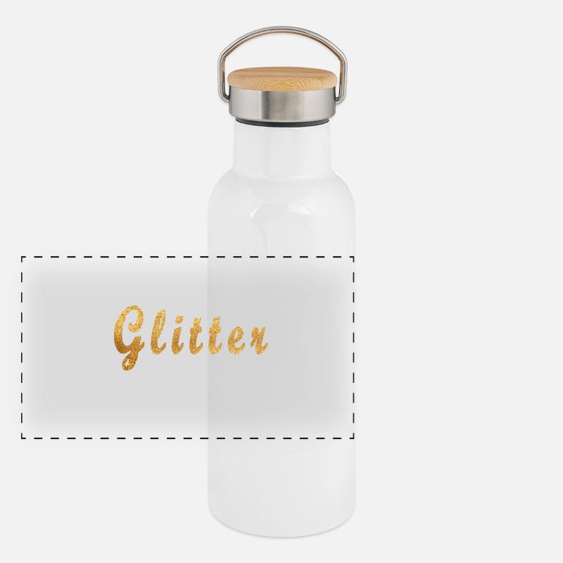 Glitter Gold Spruch Glitzer Sprüche Coole Lustige Panorama Thermosflasche mit Bambusdeckel