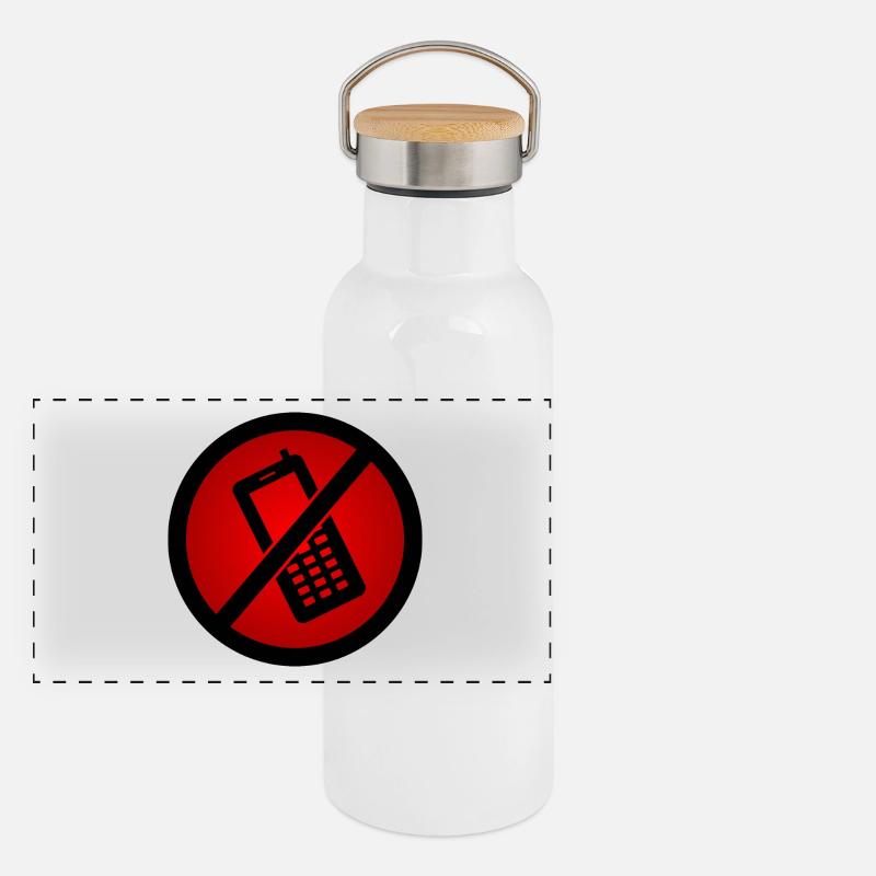 Handy Verboten :) Panorama Thermosflasche mit Bambusdeckel