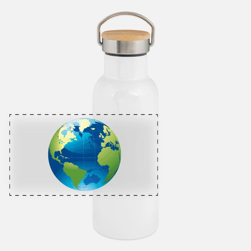 Erde Motiv als Geschenkidee Panorama Thermosflasche mit Bambusdeckel