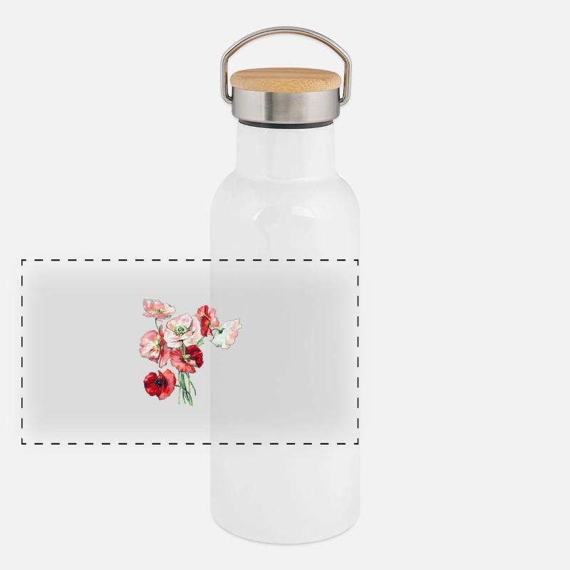 Blumenstrauß Panorama Thermosflasche mit Bambusdeckel