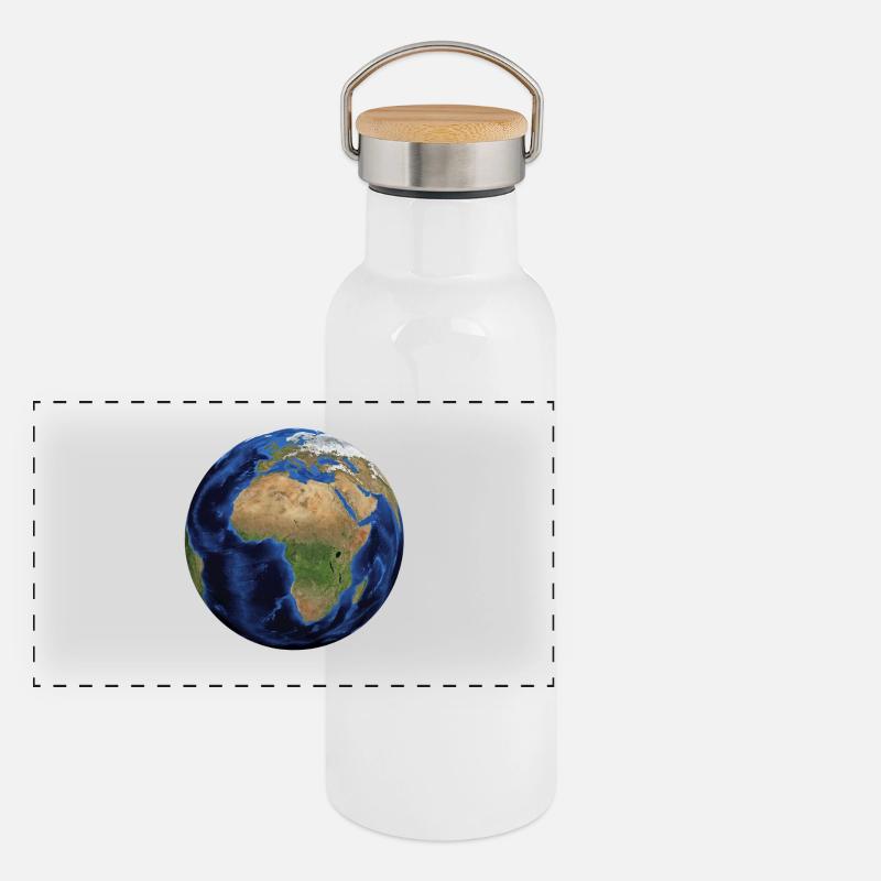 Weltkugel Panorama Thermosflasche mit Bambusdeckel