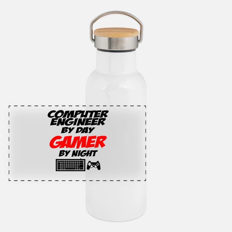 Computer engineer - Panoramic Thermal Bottle with Bamboo Lid - white