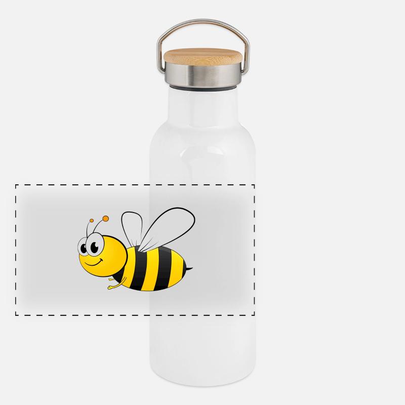 fleißiges Bienchen Panorama Thermosflasche mit Bambusdeckel