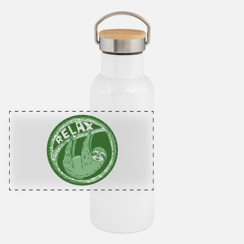 RELAX - indolence vert clair Gourde isotherme avec bouchon en bambou