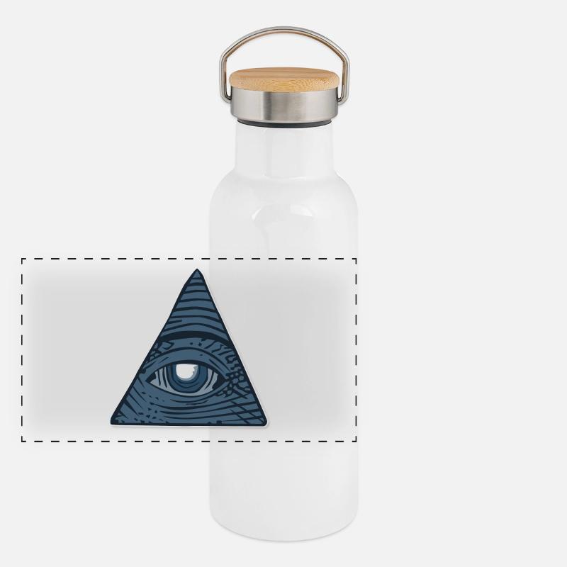 Illuminati Alles sehendes Auge Geschenk Idee Panorama Thermosflasche mit Bambusdeckel