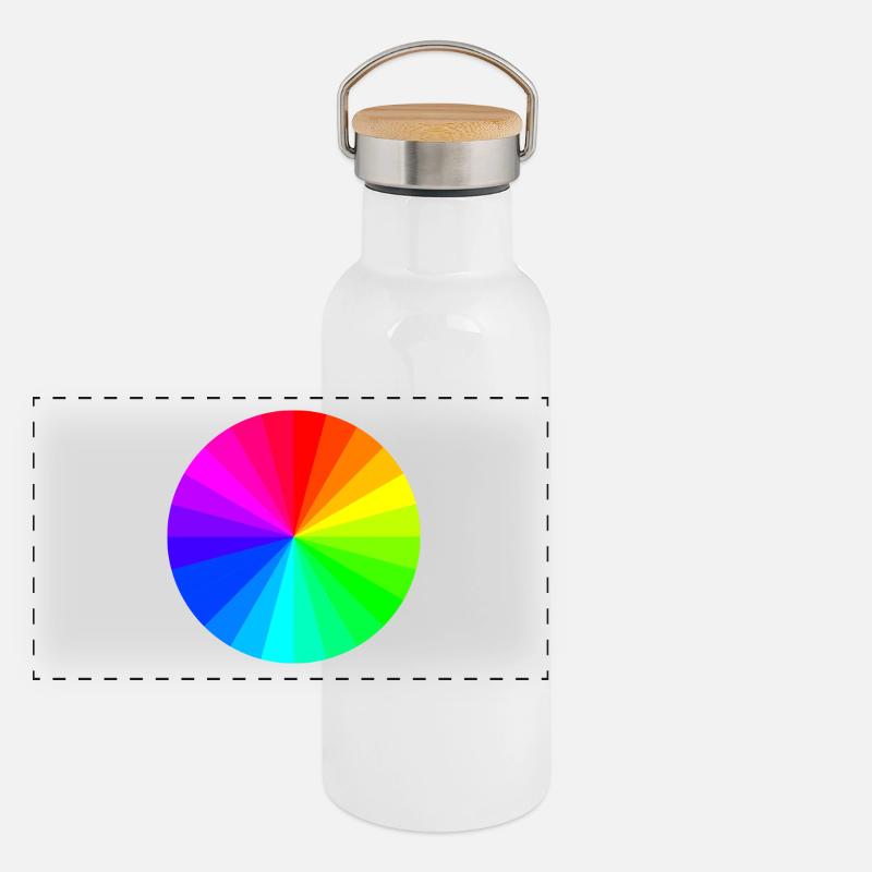 la roue de couleur Gourde isotherme avec bouchon en bambou