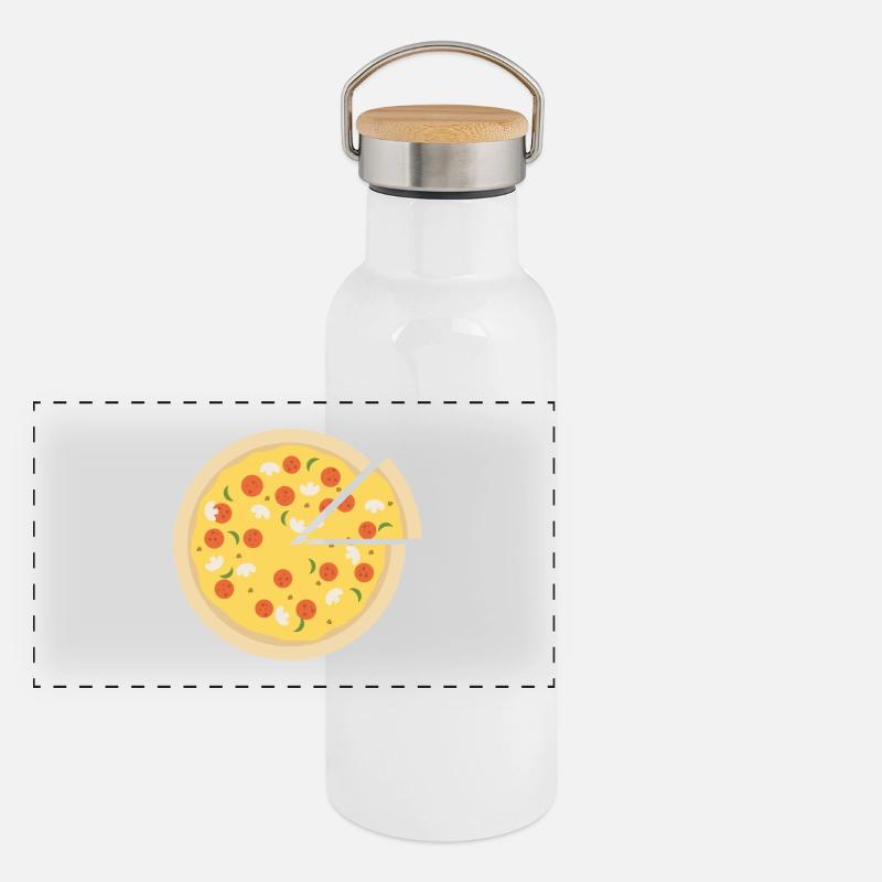 Pizza T-Shirts Panorama Thermosflasche mit Bambusdeckel