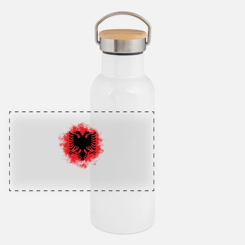 ALBANIAN EAGLE FLAG Gift idea motif design Panoramic Thermal Bottle with Bamboo Lid