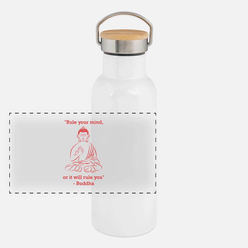 Buddha - "Verstand" Panorama Thermosflasche mit Bambusdeckel