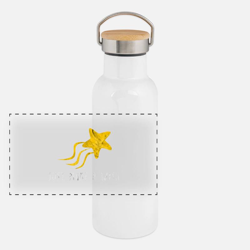 Wünsche dir was Sternschnuppe Traum Geschenk Idee Panorama Thermosflasche mit Bambusdeckel