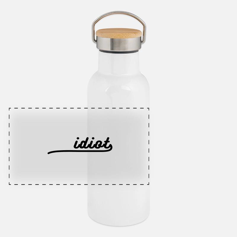 Idiot Logo Funny saying Gift Idea Panoramic Thermal Bottle with Bamboo Lid