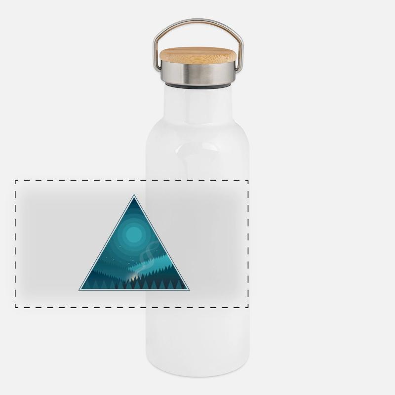 Triangle night campfire at full moon in the forest Panoramic Thermal Bottle with Bamboo Lid
