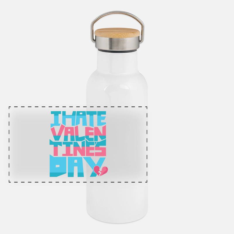 i hate valentines day Panorama Thermosflasche mit Bambusdeckel