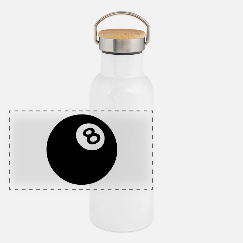 ball 8 black billiard 502 Panoramic Thermal Bottle with Bamboo Lid