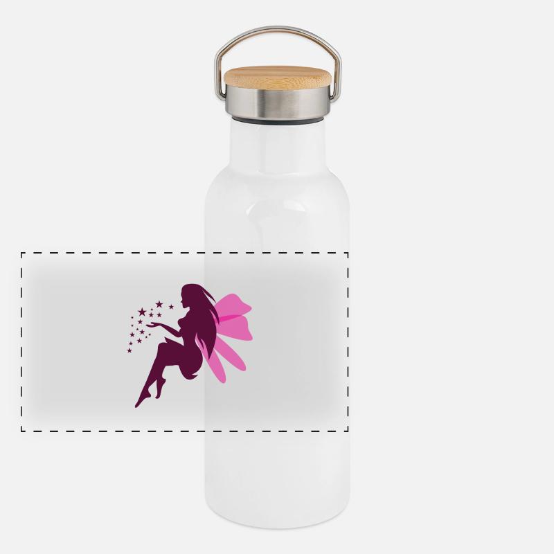 violet fairy 2 - Panorama Thermosflasche mit Bambusdeckel - Weiß