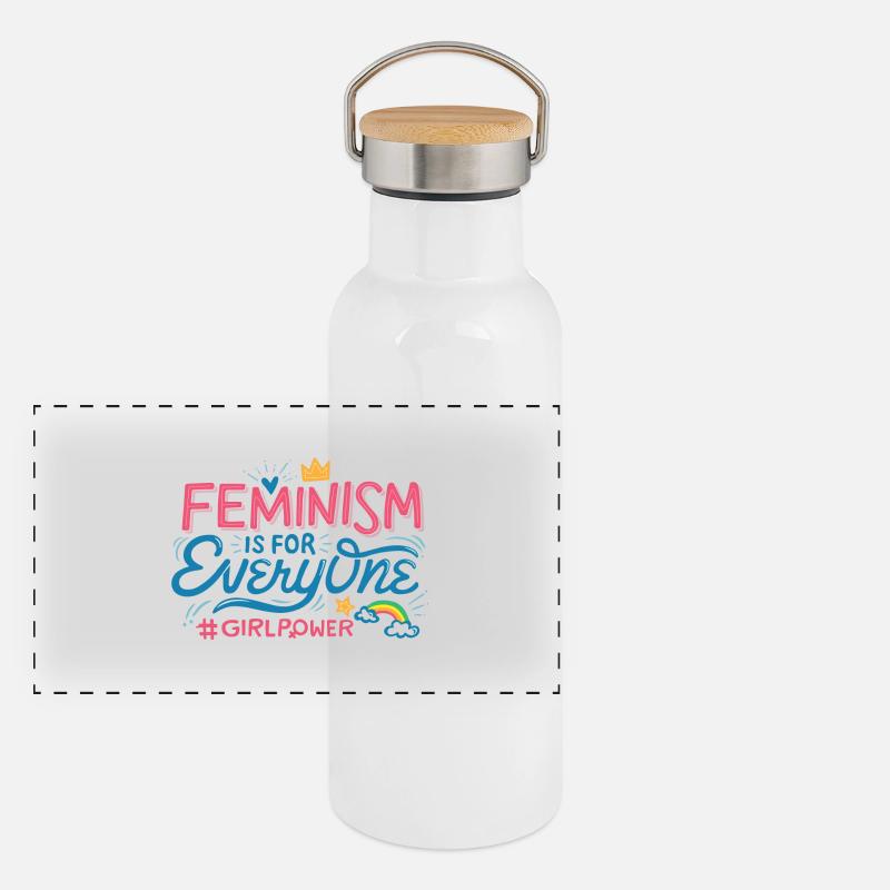 FEMINISM IS FOR EVERYONE Panoramic Thermal Bottle with Bamboo Lid
