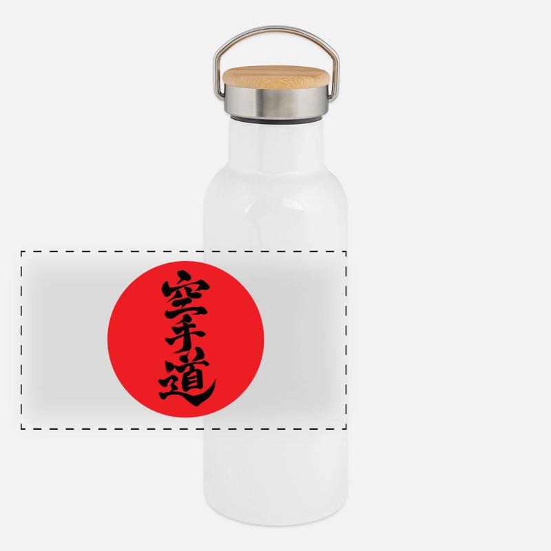 Kanji KARATE-DO red sun Panoramic Thermal Bottle with Bamboo Lid