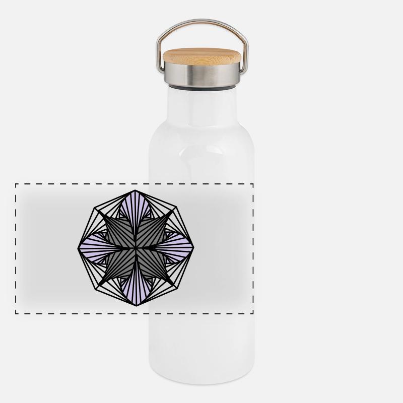 Geometrische Kunst: Achteck (schattiert) Panorama Thermosflasche mit Bambusdeckel