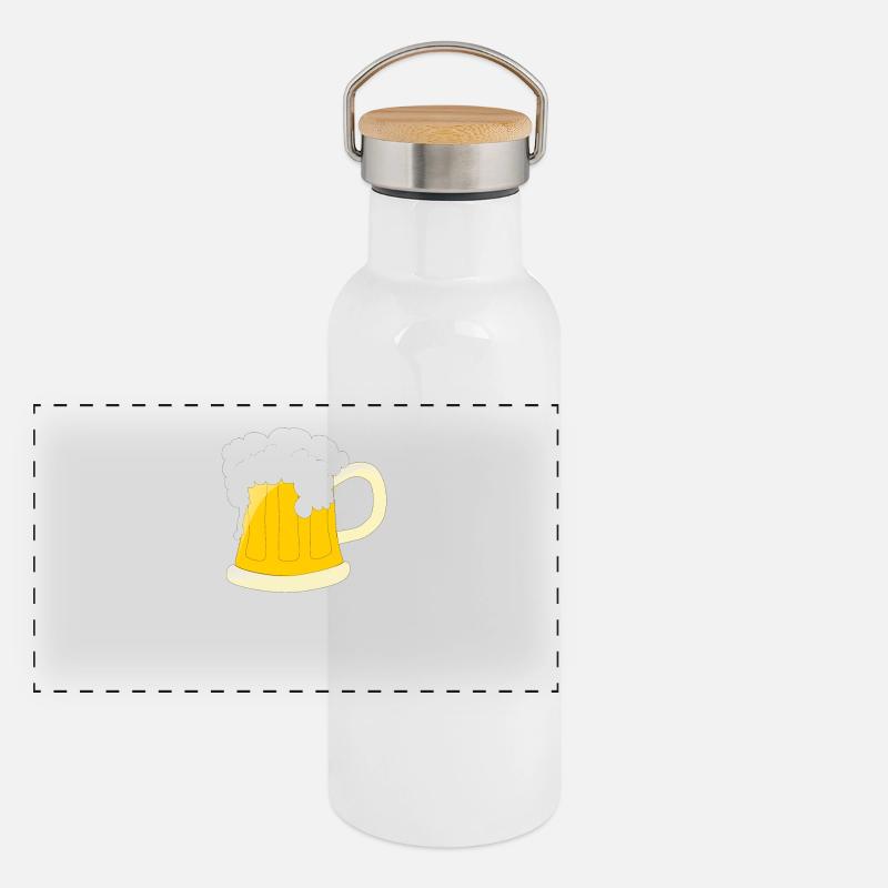 Bier Liebe Bayern Geschenkidee Dialekt - Panorama Thermosflasche mit Bambusdeckel - Weiß