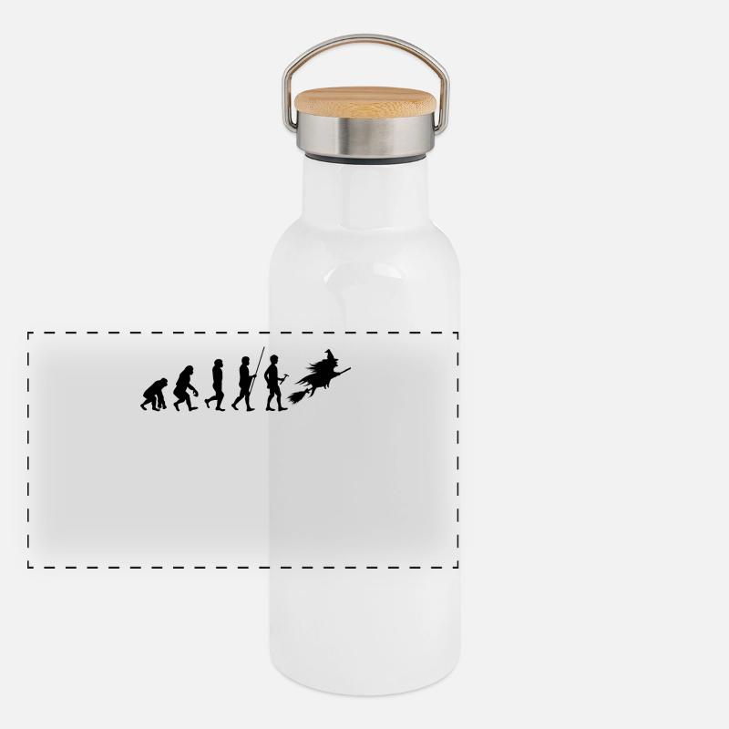 Evolution to the Witch T-Shirt Gift Halloween Panoramic Thermal Bottle with Bamboo Lid