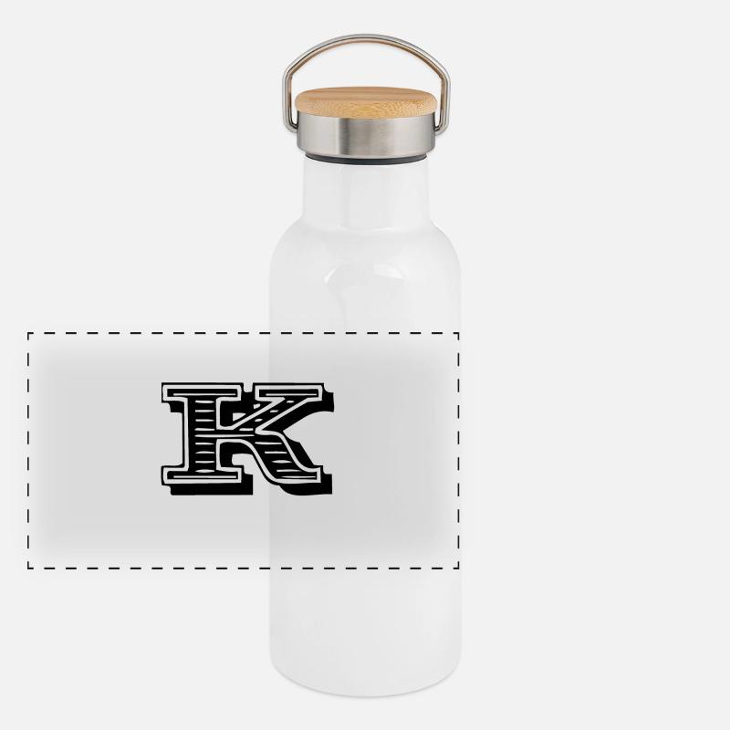lettre K Gourde isotherme avec bouchon en bambou