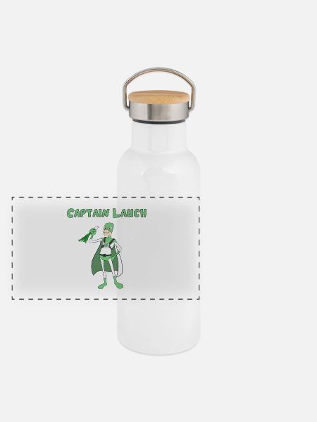 Captain Lauch - Panorama Thermosflasche mit Bambusdeckel - Weiß - Vorne