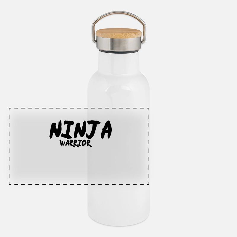 ninja warrior shirt Panorama Thermosflasche mit Bambusdeckel