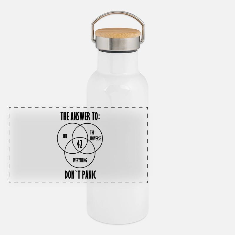 42 - Die ultimative Antwort! Coole, lustige Idee Panorama Thermosflasche mit Bambusdeckel