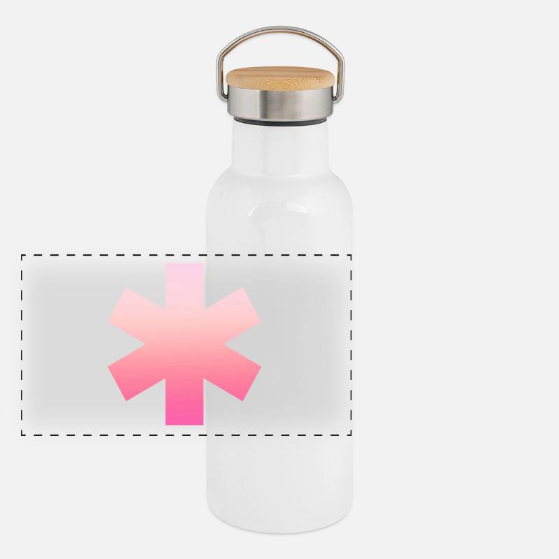 Pinkes schlichtes großes einfaches 6-Kreuz Design Panorama Thermosflasche mit Bambusdeckel