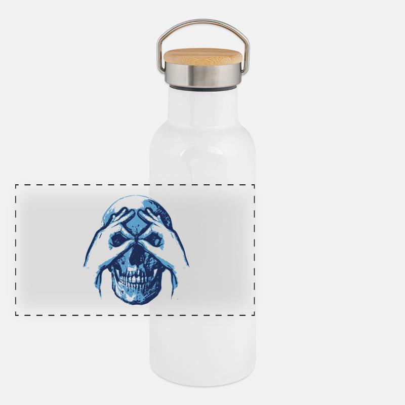 Totenkopf - Kuckuck - Geschenk Panorama Thermosflasche mit Bambusdeckel