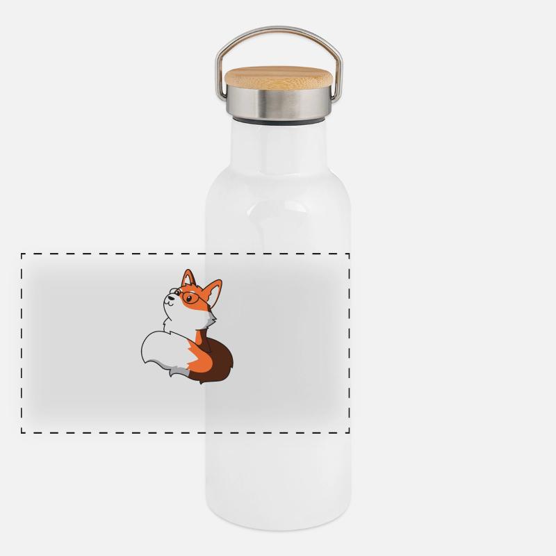 Fox nerd gift glasses animal cunning smart Panoramic Thermal Bottle with Bamboo Lid