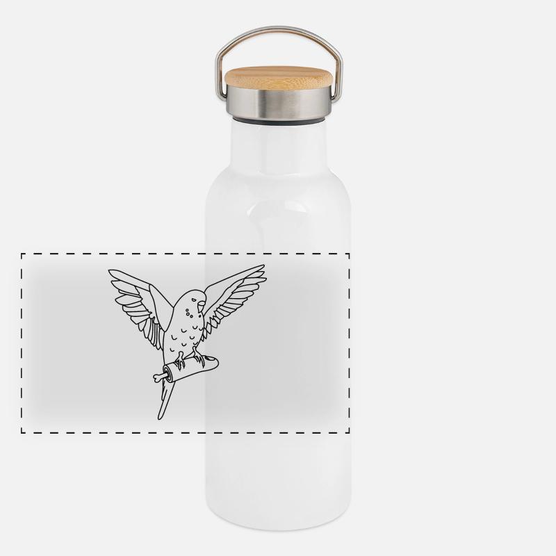 Gib ihm nicht den kleinen Finger, sonst... Panorama Thermosflasche mit Bambusdeckel