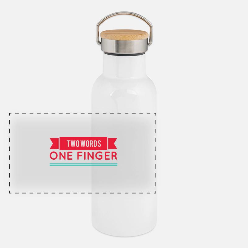 TWO WORDS ONE FINGER - Lustiges geschenk Panorama Thermosflasche mit Bambusdeckel