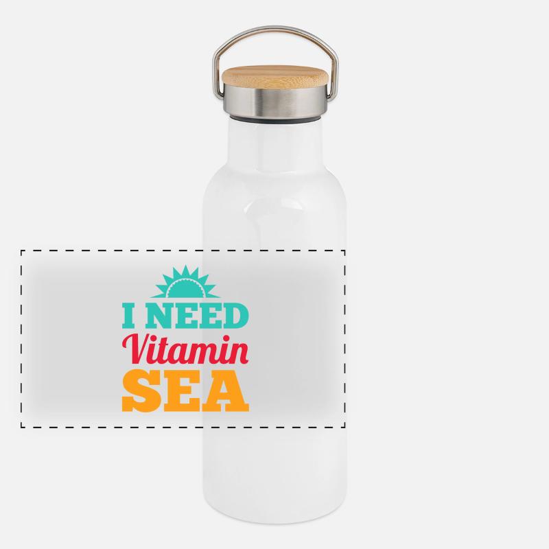 I NEED VITAMIN LAKE - Beach Please Gift Sea Panoramic Thermal Bottle with Bamboo Lid